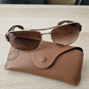 Ray-Ban Gold Frame Sunglasses with Brown Lenses